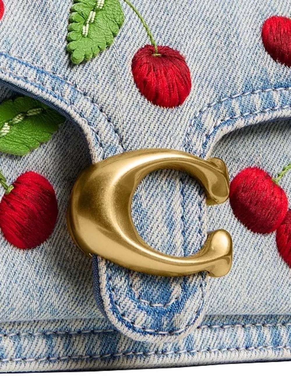 COACH Tabby Small Denim Cherry Embroidery Shoulder Bag 20 - Picture 6 of 10